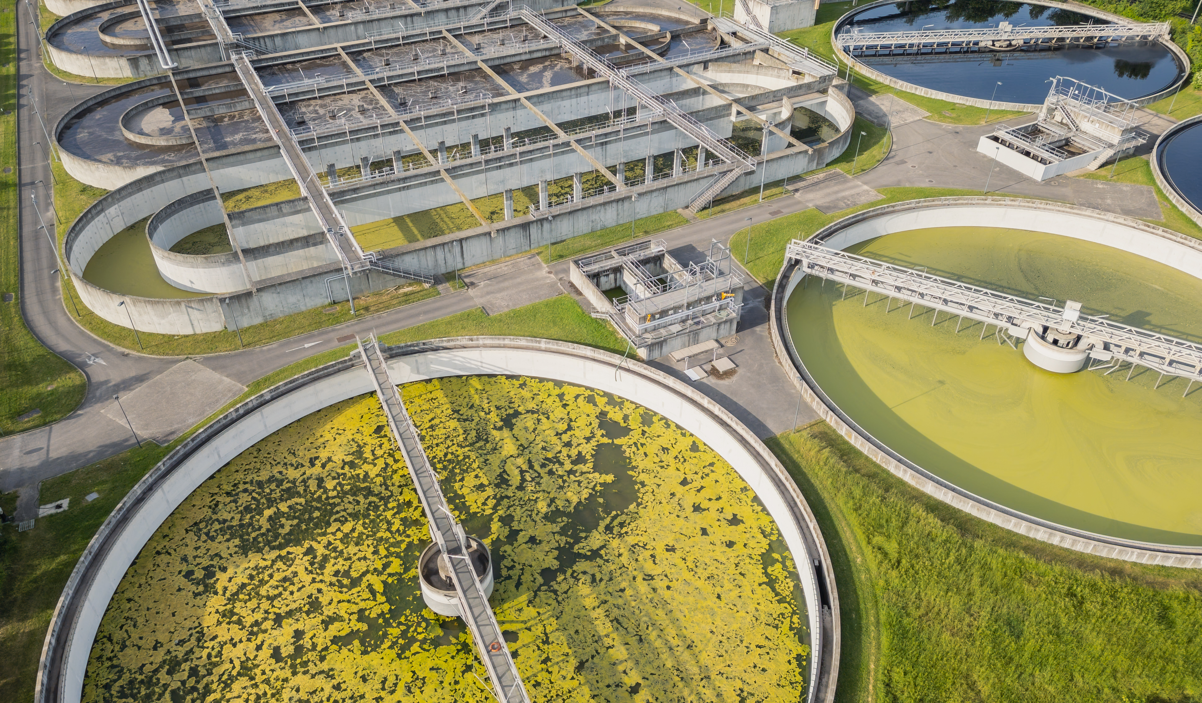 Water treatment plant aerial view